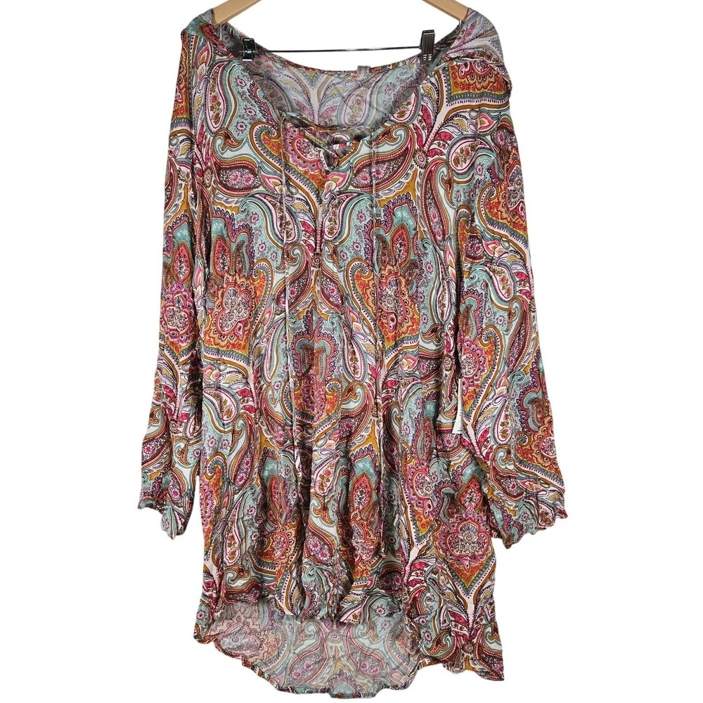 Raisins Curve Alba Long Sleeve Hoodie Paisley Multi Color‎ Plus Size 3X NWT